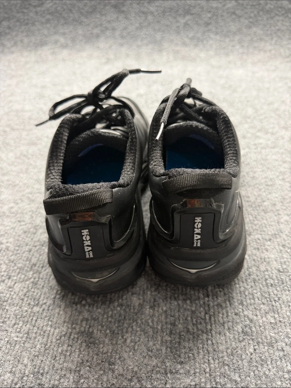 Hoka One One Black leather Walking Sneakers with Blue Lining
